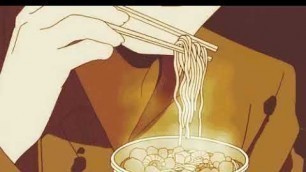 'aesthetic anime eating food noodles gif'