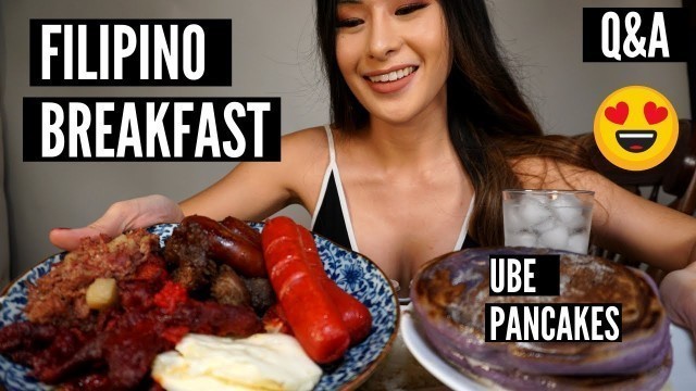 'Pinoy Breakfast Mukbang (Tagalog) | Ube Pancakes | Pinoy Mukbang Q&A #2'