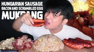 'HUNGARIAN SAUSAGE BACON SCRAMBLED EGGS MUKBANG | PINOY BREAKFAST MUKBANG | Vlog #147'