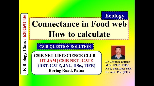 'Connectance of food web | How to Calculate | CSIR NET LIFE SCIENCE | Dr. Jitendra Kumar'