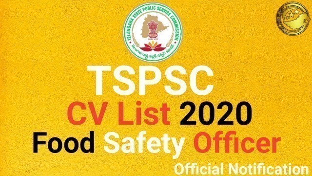 'TSPSC Food Safety Officer CV List  2020 ll TSPSC FSO CV List 2020 ll How to Check CV List'