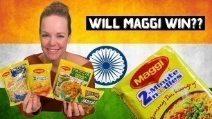 'Indian instant noodle challenge!! 5 noodles and 3 flavors of MAGGI! Indian food reaction'