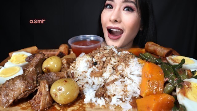 'PORK ADOBO MUKBANG ASMR + PINAKBET & LUMPIA (EGG ROLLS) | PINOY FOOD MUKBANG'