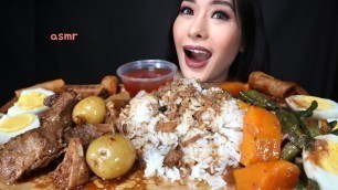 'PORK ADOBO MUKBANG ASMR + PINAKBET & LUMPIA (EGG ROLLS) | PINOY FOOD MUKBANG'