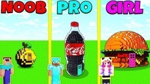 'Minecraft Battle: NOOB vs PRO vs GIRL: FOOD HOUSE BUILD CHALLENGE / Animation'