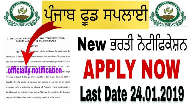 'Punjab food supply recruitment 2019!!Food supply Department!!Punjab food supply jobs!!'