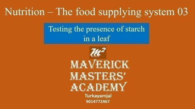 'Class 10: Nutrition the food supplying system 03 : Starch presence test in a Leaf||SSC||CBSE||SSLC||'