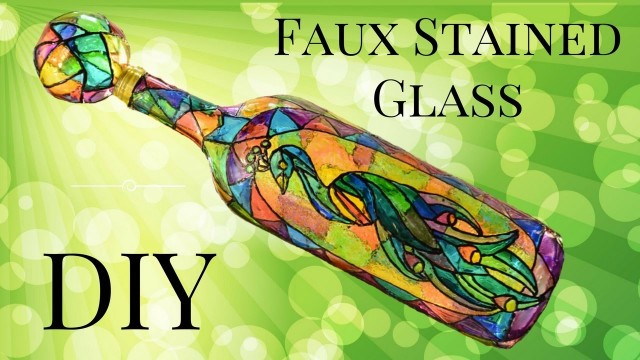 'Faux Stained Glass Wine Bottle DIY Using Food Coloring'