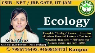 'Ecosystem, Food web, Food chain | Ecology | CSIR NET/JRF | Life science | GATE| DBT'