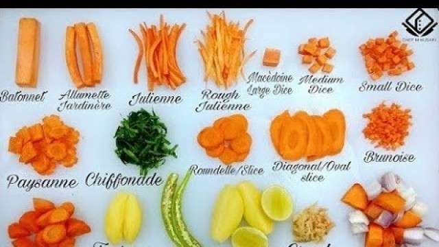 'Different kinds of Vegetable Cuts'