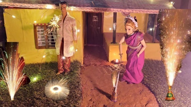 'Barbie and Ken celebrating *Diwali * in India| Miniature Diwali | Barbie tiny food | Diwali'