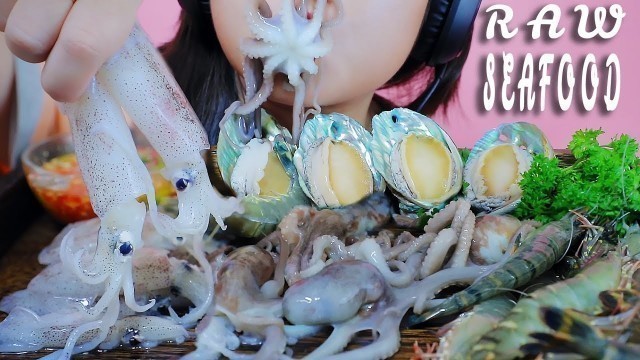 'ASMR MOST POPULAR RAW SEAFOOD ON MY CHANNEL PART 01 (OCTOPUS ABALONE BABY SQUID SHIRMP) | LINH-ASMR'