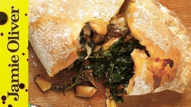 'Easy Mushroom & Spinach Pizza Calzone Recipe | Jamie Oliver'