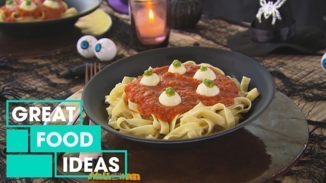 'How to Make Creepy Eyeball Pasta for Halloween | FOOD | Great Home Ideas'