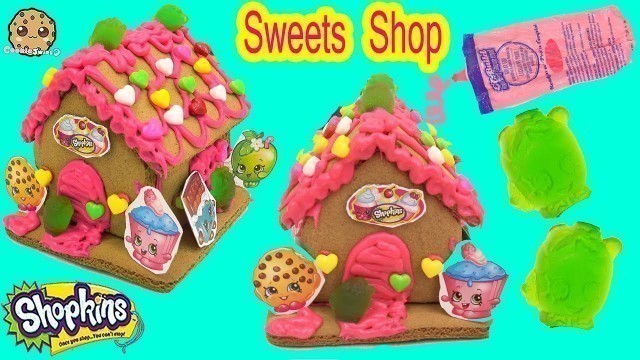 'Shopkins GINGERBREAD HOUSE KIT Frosting Gummy Candy Food Craft Playset - Cookieswirlc Video'