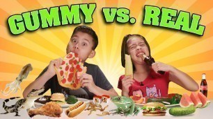 'GUMMY FOOD vs. REAL FOOD CHALLENGE!!! Kids Eat Frog Legs!'