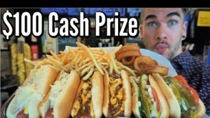 '$100 CHICAGO HOTDOG CHALLENGE | In Chicago Illinois! | Chicago Dog Challenge | Man Vs Food'