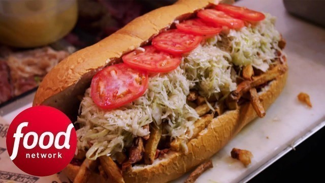 'Casey Teams Up To Tackle 5 Lb Stuffaluffagus Sandwich | Man v Food'