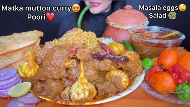 'ASMR CHAMPARAN MUTTON CURRY,LUCHI/PURI,MASALA EGGS,KING CHILLI 