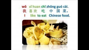 'I like Chinese food 我喜欢中国菜 Mandarin Chinese 101'