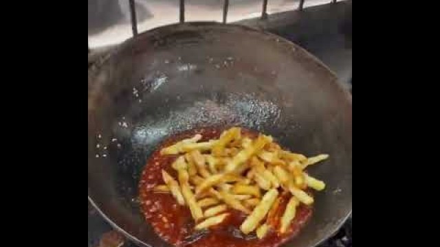 'CHILLI POTATO IN MAKING!